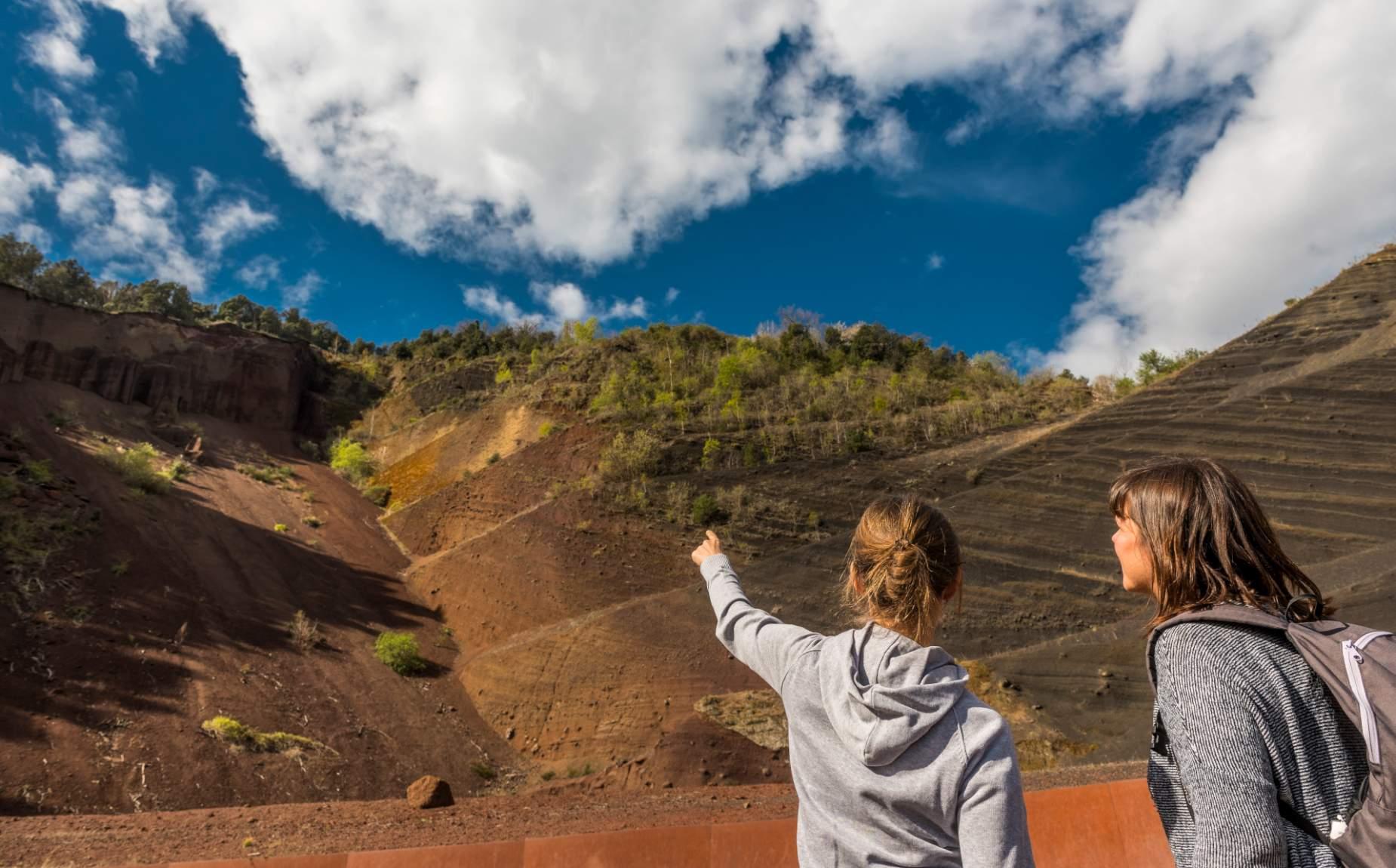 friends contemplating the volcanic area of La Garrotxa